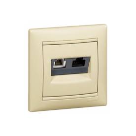 Valena RJ11+RJ45 Cat5e UTP kombinált aljzat elefántcsont