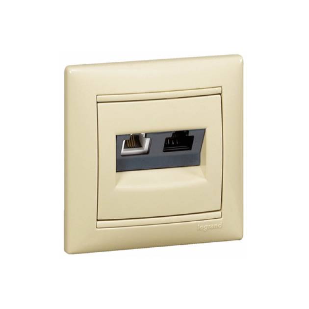 Valena RJ11+RJ45 Cat5e UTP kombinált aljzat elefántcsont 