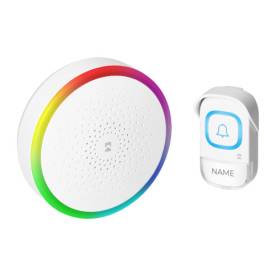 Vezeték nélküli 230V csengő fehér, 300m, elemes nyomógombbal