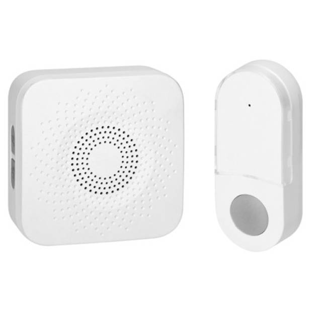 Vezeték nélküli 230V csengő fehér, 300m, kinetikus nyomógombbal 