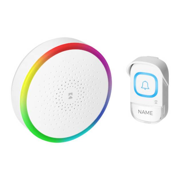 Vezeték nélküli elemes csengő fehér, 300m, elemes nyomógombbal 