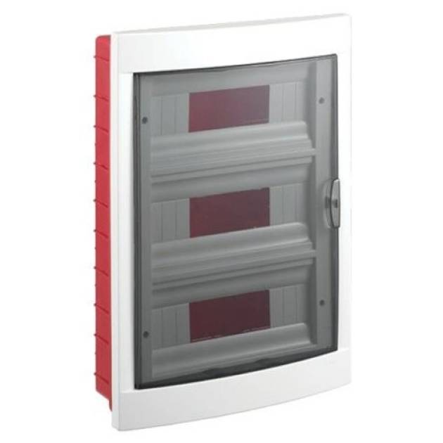 VIKO Kiselosztó, 36 modul, PE+N sínnel, füstszínű ajtóval, süllyesztett 