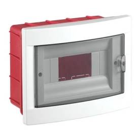 VIKO Kiselosztó, 8 modul, PE+N sínnel, füstszínű ajtóval, süllyesztett