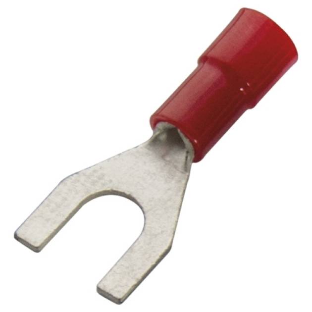 Villás saru DIN 46237 0.5-1,5mm2 6M/csavar villás-alakú PVC piros réz ónozott PV 